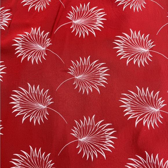 Madewell 100% Silk Red Palm Print Off Shoulder Dress Medium - Picture 10 of 10
